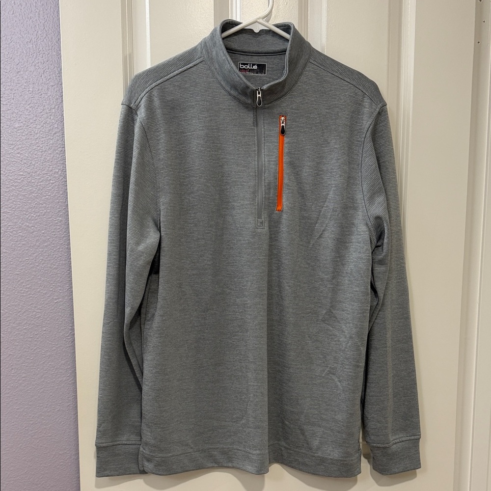 Bolle Men's Gray Zip-Up Sweater with Orange Accent